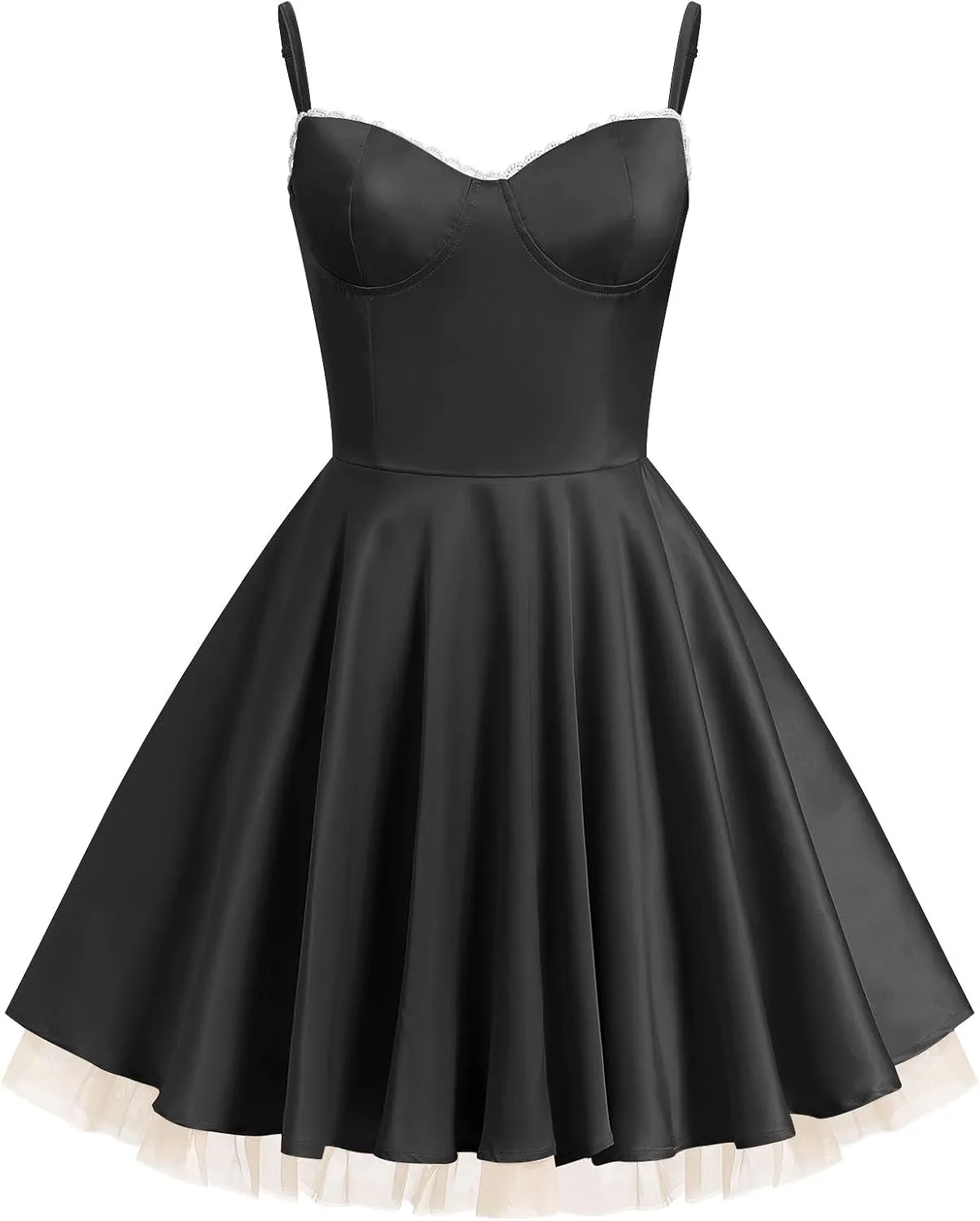 ODIZLI Women's Satin Short Corset Mini Short Dress Sleeveless Sweetheart Neckline Ruffle Party Dress Summer with Pockets
