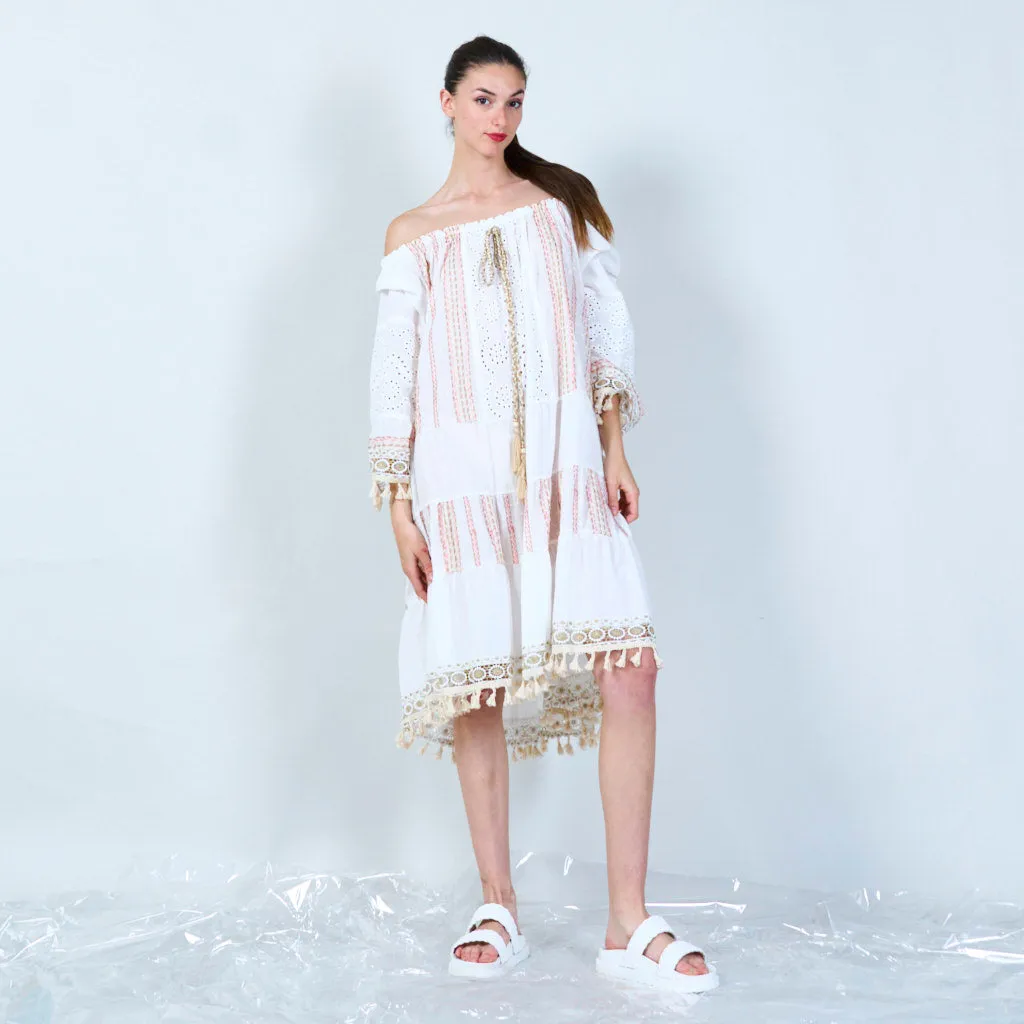 Off-shoulder midi dress wtih sew patterns wholesale