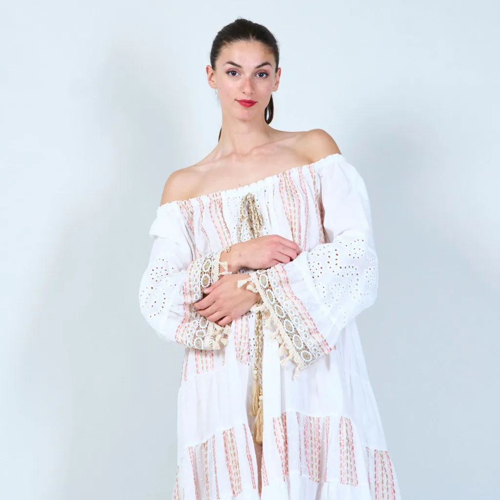 Off-shoulder midi dress wtih sew patterns wholesale