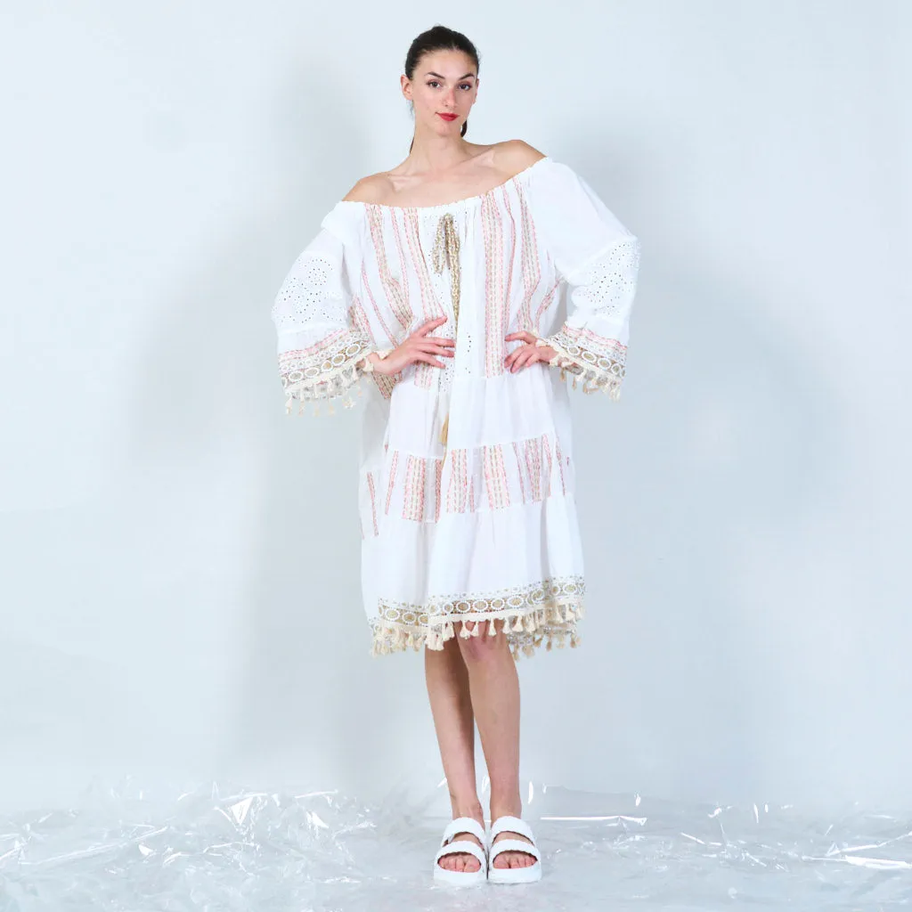Off-shoulder midi dress wtih sew patterns wholesale