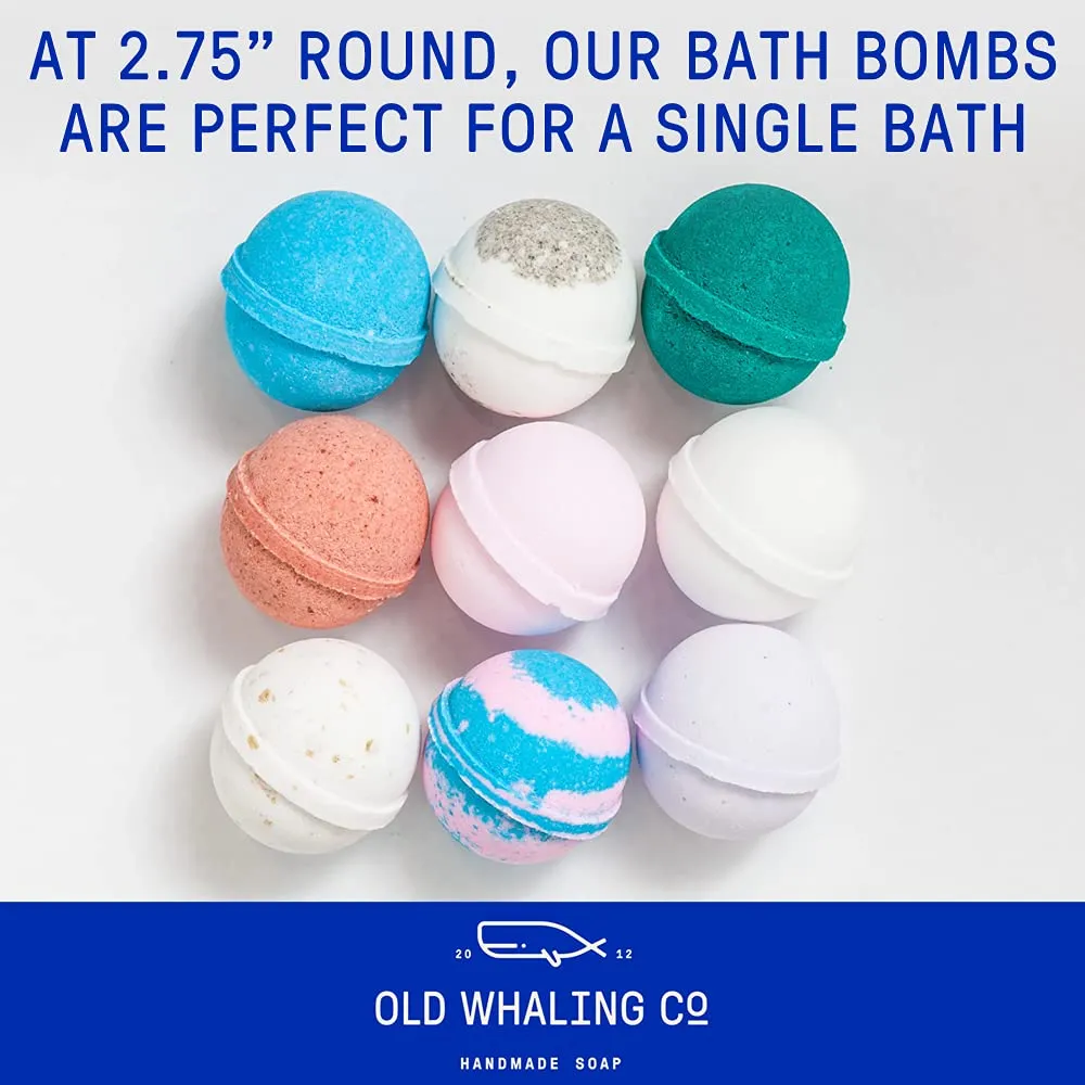 Old Whaling Co Seaweed and Sea Salt Bath Bomb – Set of 4 – Handmade Bath Soak with Epsom Salts – Cleansing, Soothing and Moisturizing Fizz – Sea Spray, Bergamot and Sand Jasmine Scent, 8 oz