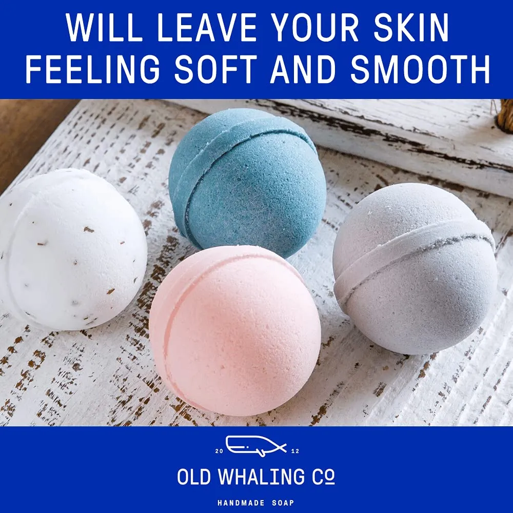 Old Whaling Co Seaweed and Sea Salt Bath Bomb – Set of 4 – Handmade Bath Soak with Epsom Salts – Cleansing, Soothing and Moisturizing Fizz – Sea Spray, Bergamot and Sand Jasmine Scent, 8 oz
