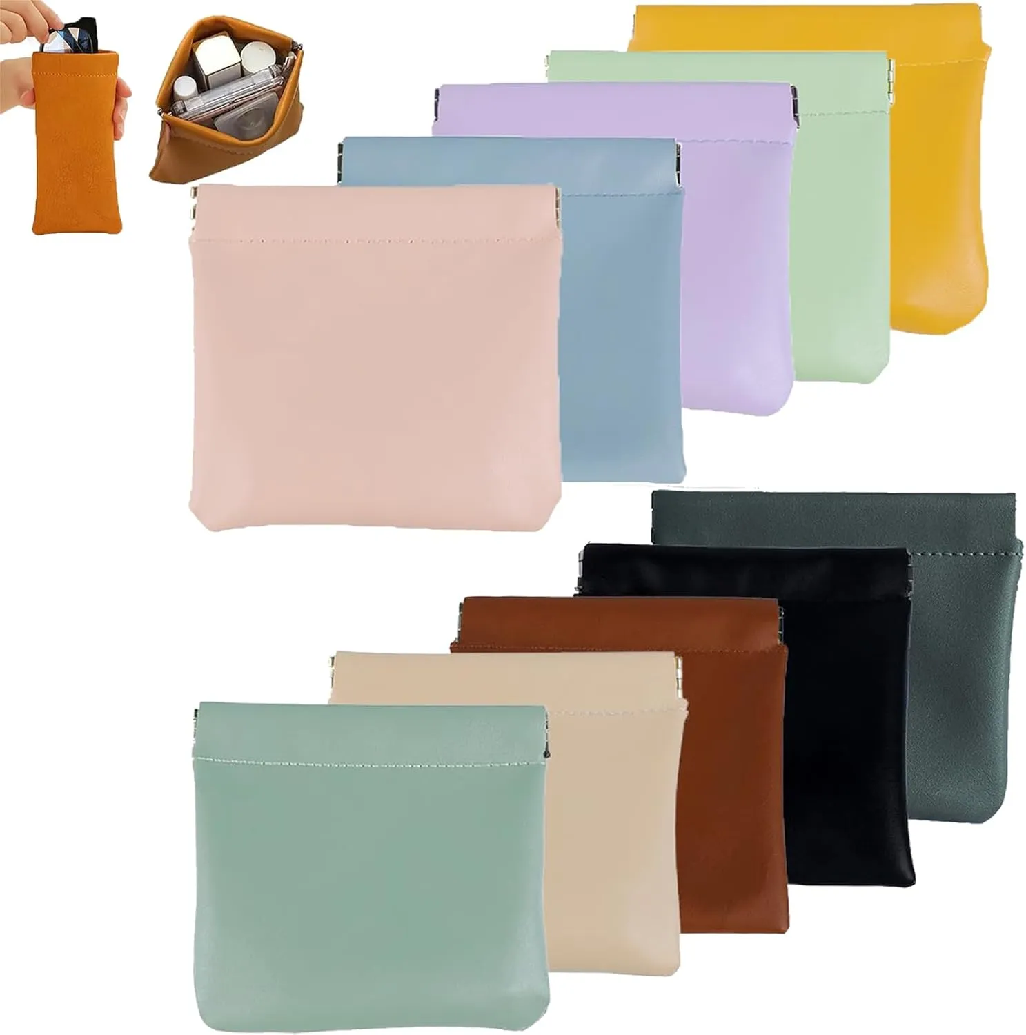 Onavee Pouchic Snap Closure Pouches, 10PCS * All Color, Women's Small Leather Purse Pouches