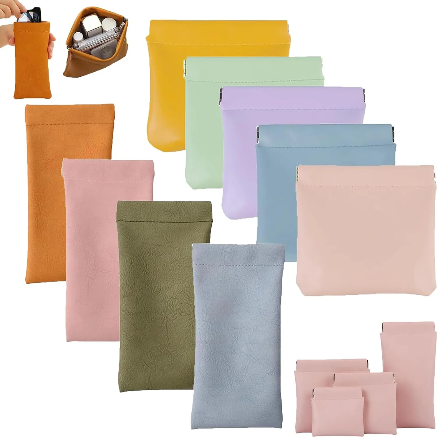 Onavee Purse Pouches,Pouchic Snap Closure Pouches,Onavee Pouchic Snap Closure Pouches for Glasses,Small Onavee Leather Purse Pouches (9PCS * Mixed)