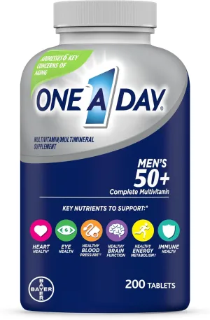 One A Day Men’s 50  Healthy Advantage Multivitamin, Multivitamin for Men with Vitamins A, C, E, B6, B12, Calcium and Vitamin D, Tablet, 200 Count (Pack of 1)