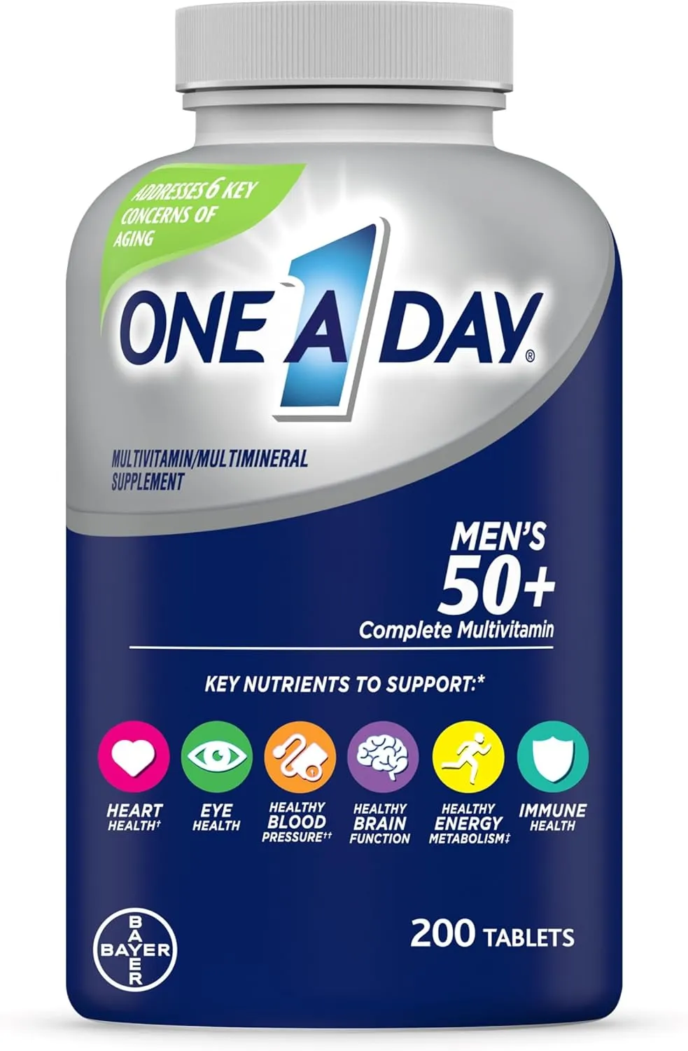 One A Day Men’s 50  Healthy Advantage Multivitamin, Multivitamin for Men with Vitamins A, C, E, B6, B12, Calcium and Vitamin D, Tablet, 200 Count (Pack of 1)