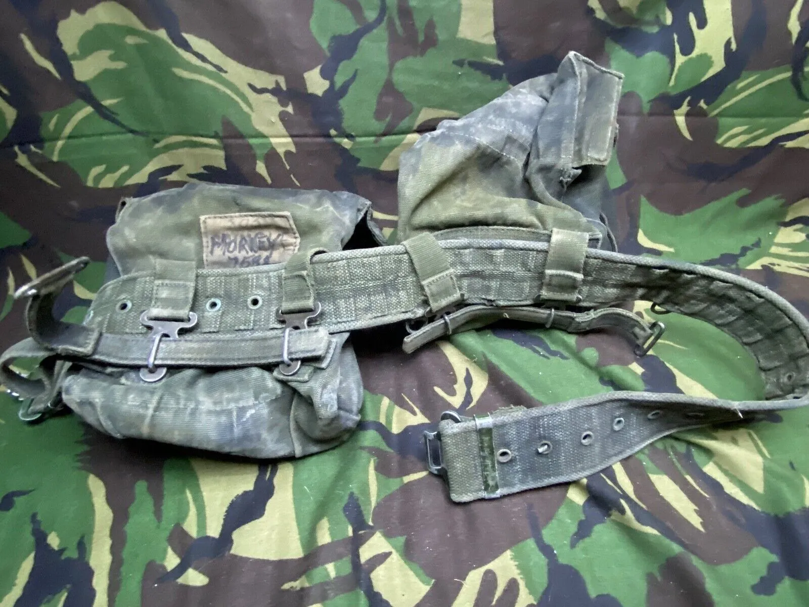 Original British Army 58 Pattern Pouches and Webbing Belt - Approx 36" Waist