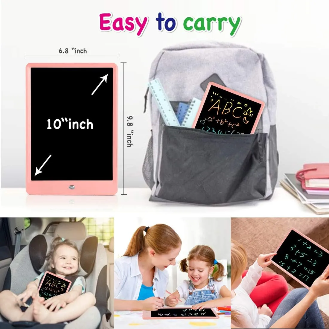 ORSEN LCD Writing Tablet 10 Inch, Colorful Doodle Board Drawing Pad for Kids, Toddler Toys for 3 4 5 6 7 8 Year Old Girls Boys Gifts (Pink)