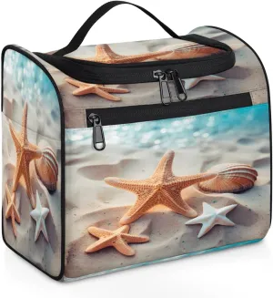 OSAM SPACE Beach Starfish Hanging Toiletry Bag for Women Men, Ocean Large Capacity Travel Cosmetic Bag Makeup Organizer for Shampoo Bathroom Shower
