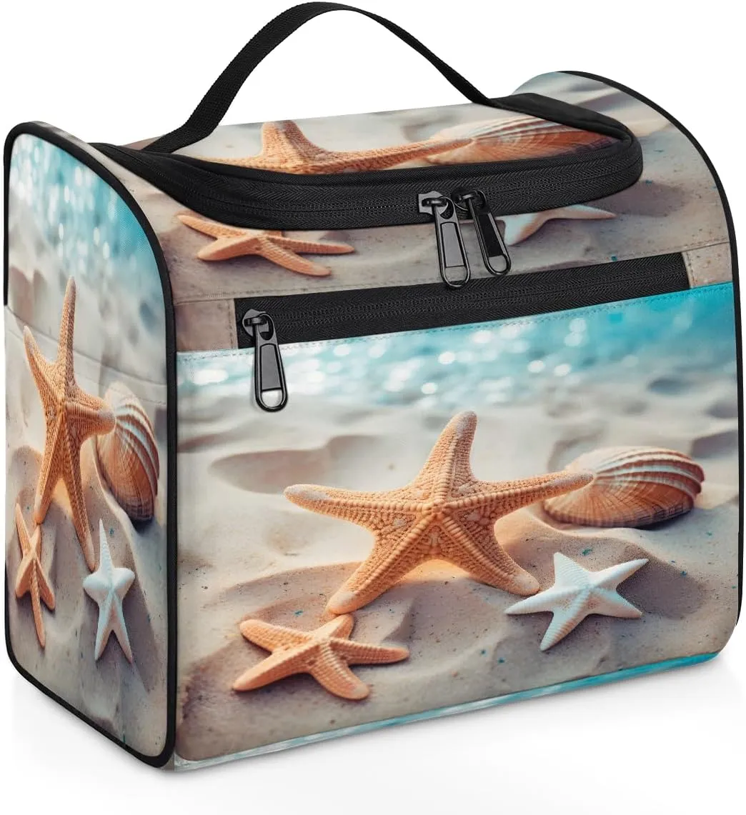 OSAM SPACE Beach Starfish Hanging Toiletry Bag for Women Men, Ocean Large Capacity Travel Cosmetic Bag Makeup Organizer for Shampoo Bathroom Shower