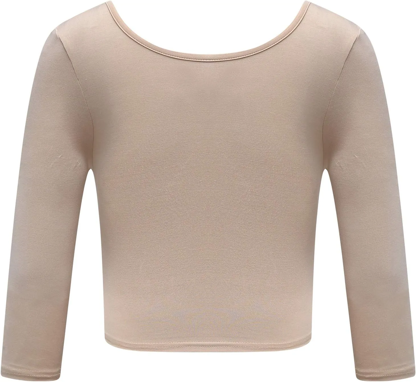 OThread & Co. Women's Crop Tops Basic Stretchy Scoop Neck 3/4 Sleeve T-Shirt
