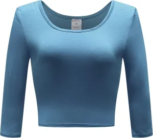 OThread & Co. Women's Crop Tops Basic Stretchy Scoop Neck 3/4 Sleeve T-Shirt