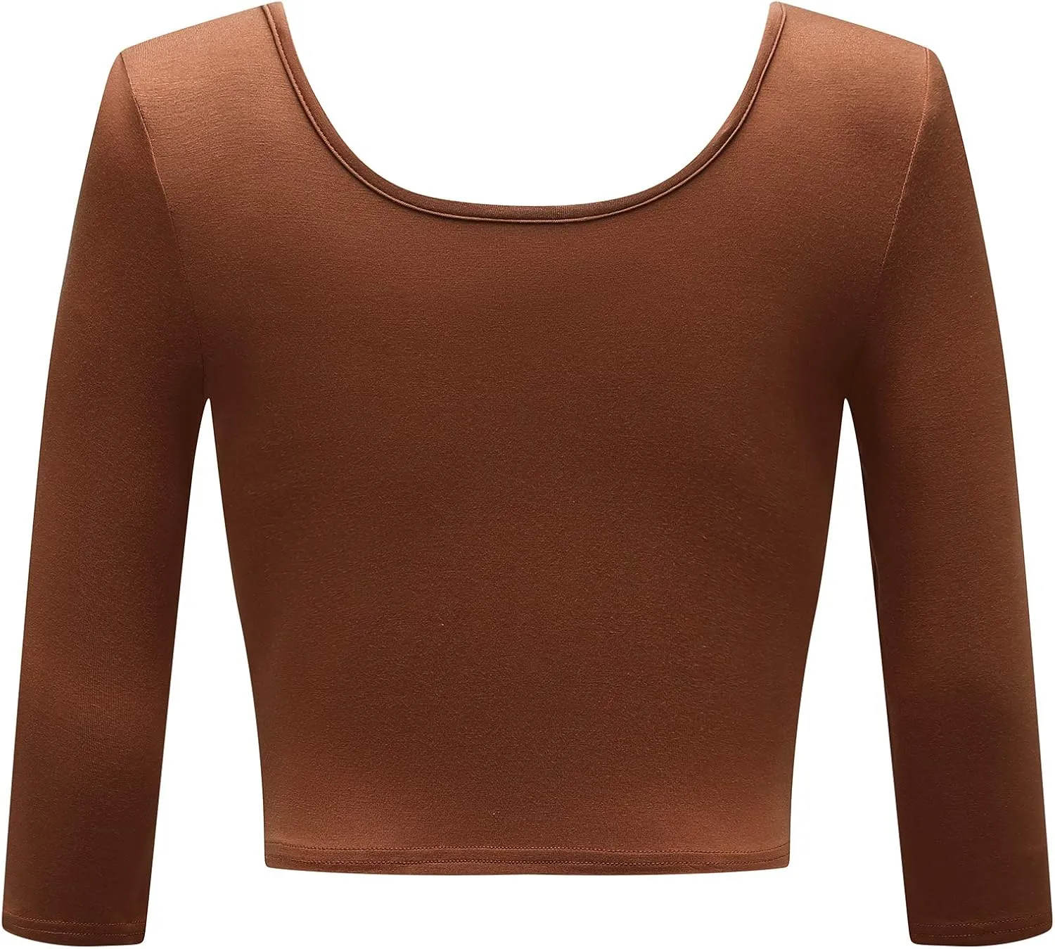 OThread & Co. Women's Crop Tops Basic Stretchy Scoop Neck 3/4 Sleeve T-Shirt