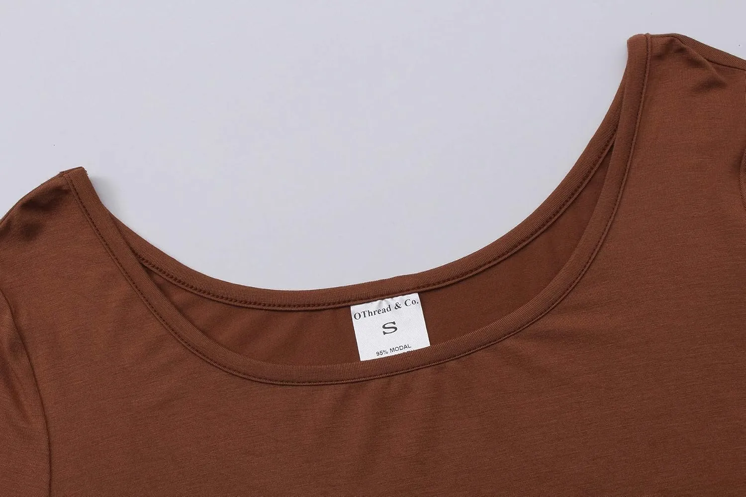 OThread & Co. Women's Crop Tops Basic Stretchy Scoop Neck 3/4 Sleeve T-Shirt