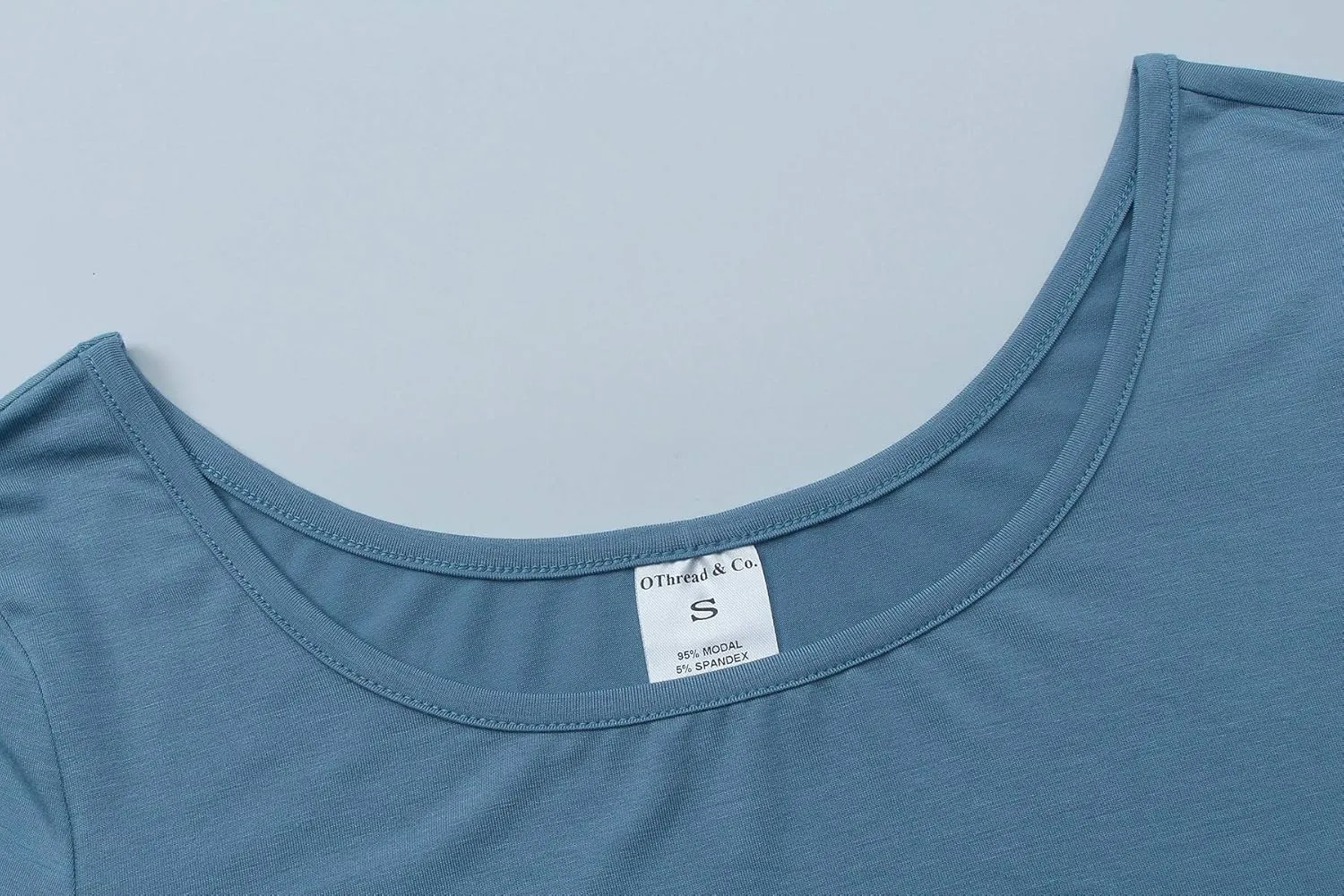 OThread & Co. Women's Crop Tops Basic Stretchy Scoop Neck 3/4 Sleeve T-Shirt