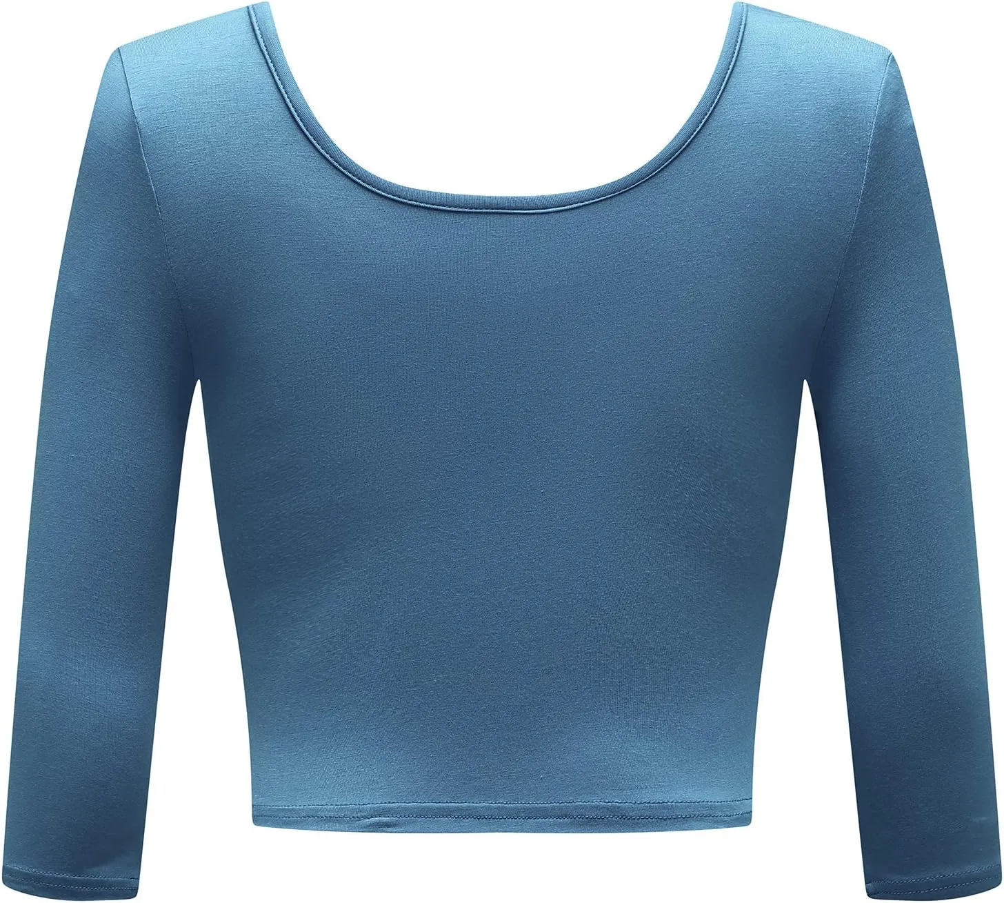 OThread & Co. Women's Crop Tops Basic Stretchy Scoop Neck 3/4 Sleeve T-Shirt
