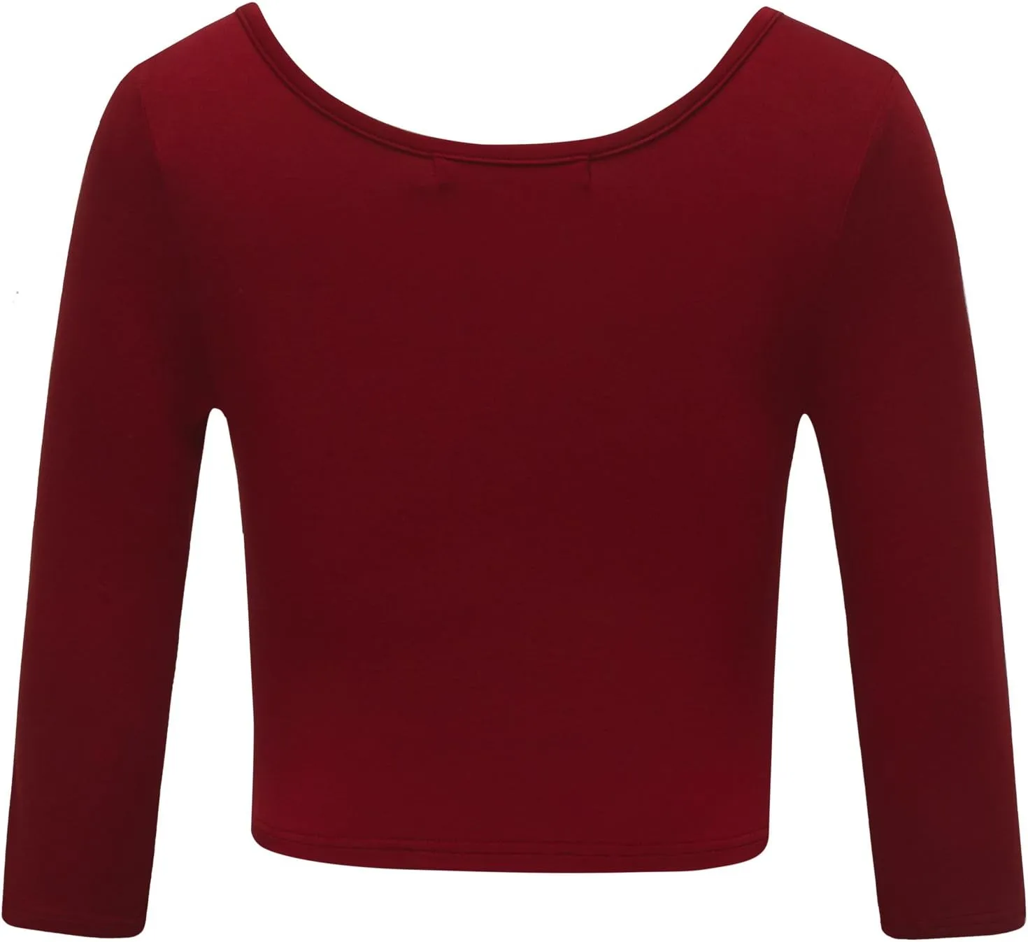 OThread & Co. Women's Crop Tops Basic Stretchy Scoop Neck 3/4 Sleeve T-Shirt