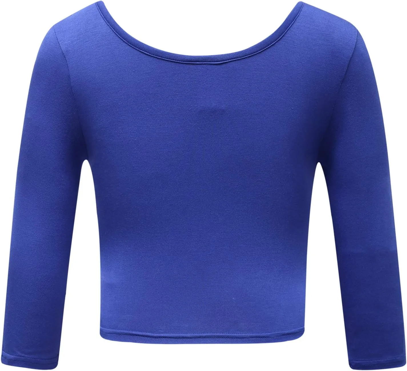 OThread & Co. Women's Crop Tops Basic Stretchy Scoop Neck 3/4 Sleeve T-Shirt
