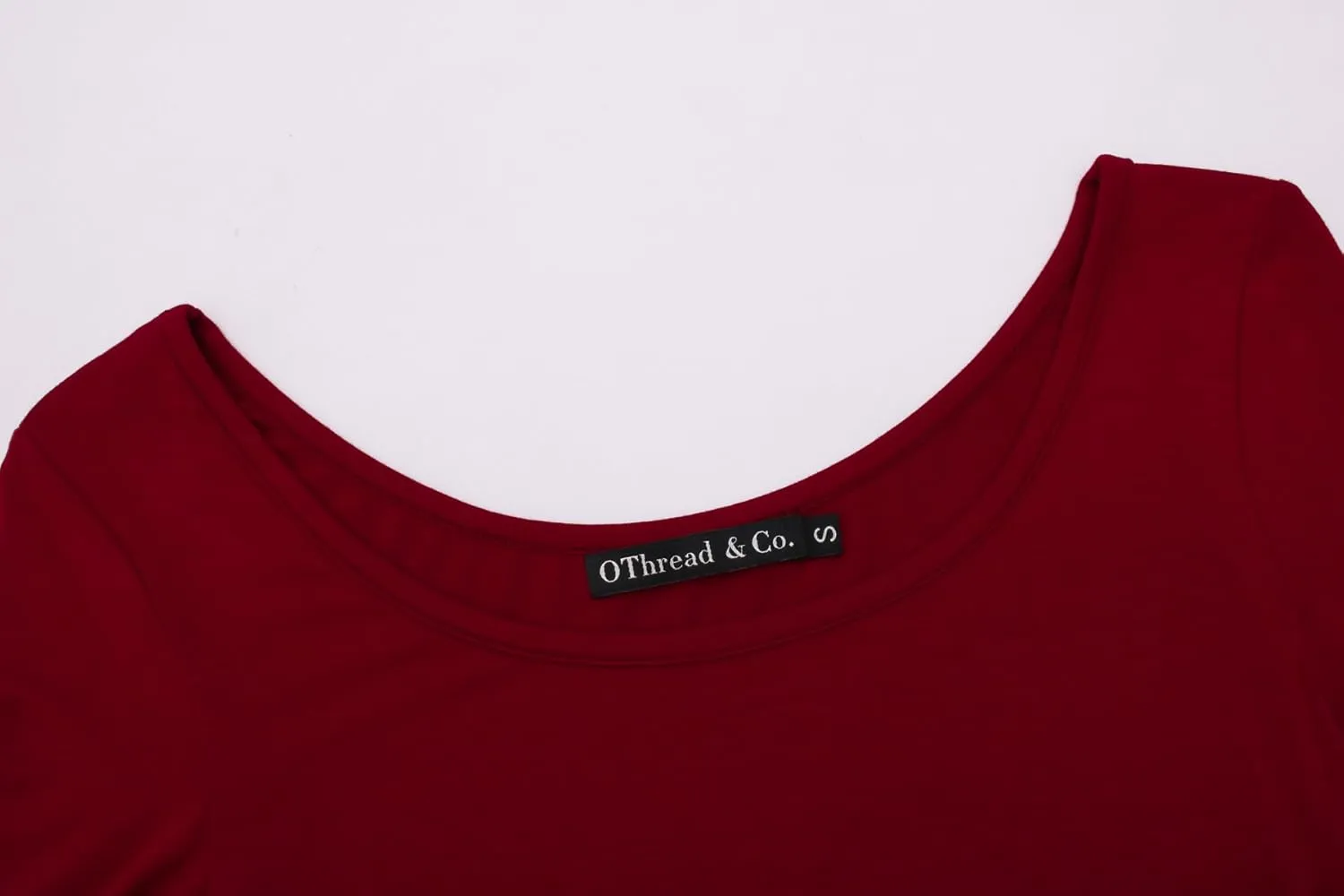 OThread & Co. Women's Crop Tops Basic Stretchy Scoop Neck 3/4 Sleeve T-Shirt