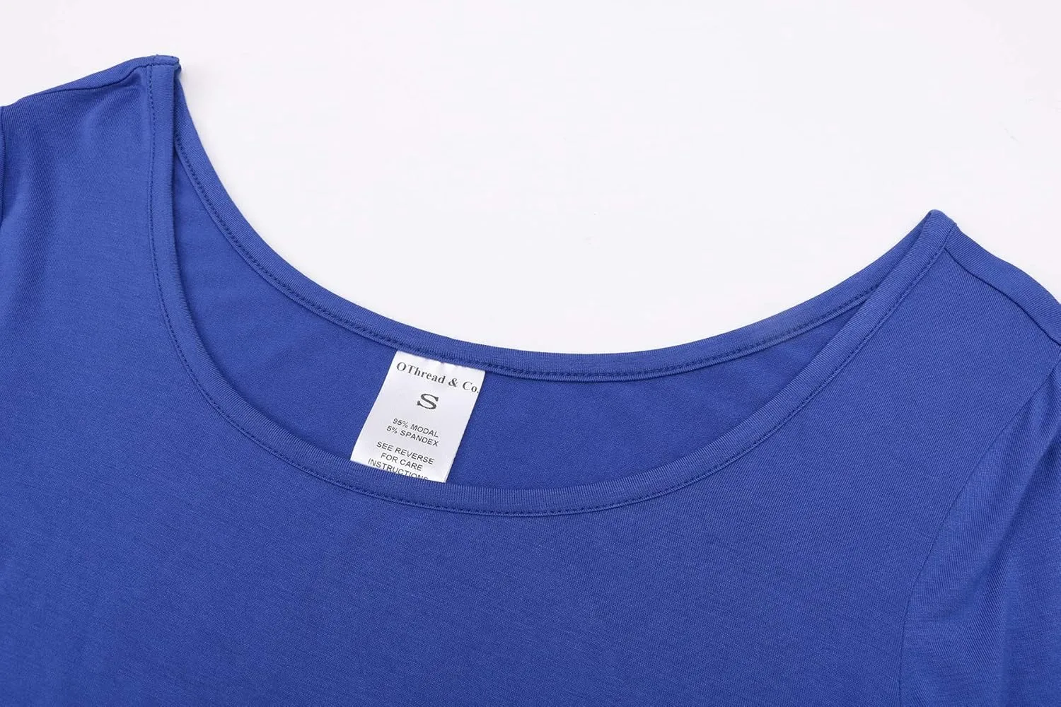 OThread & Co. Women's Crop Tops Basic Stretchy Scoop Neck 3/4 Sleeve T-Shirt
