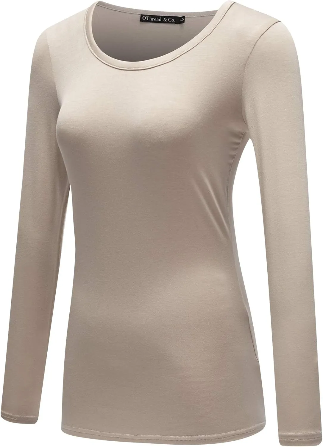 OThread & Co. Women's Long Sleeve T-Shirt Scoop Neck Basic Layer Stretchy Shirts