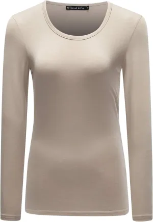 OThread & Co. Women's Long Sleeve T-Shirt Scoop Neck Basic Layer Stretchy Shirts