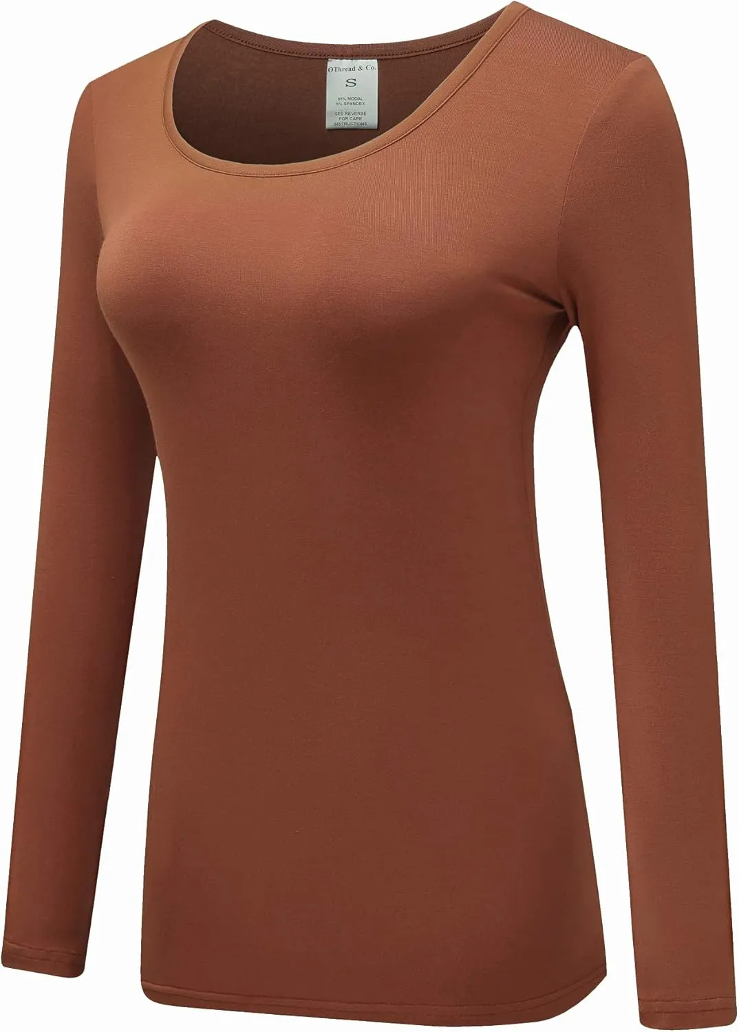 OThread & Co. Women's Long Sleeve T-Shirt Scoop Neck Basic Layer Stretchy Shirts