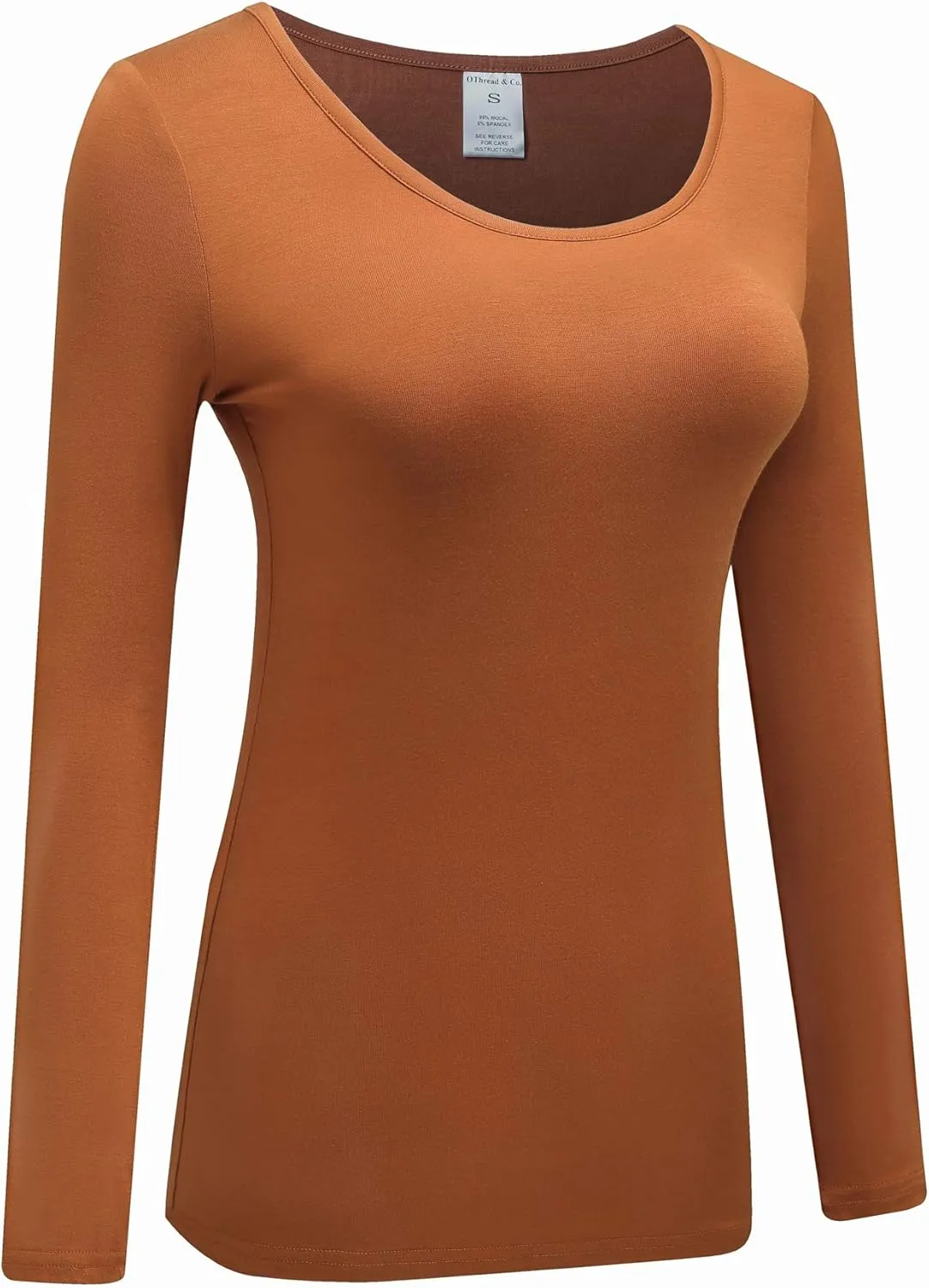 OThread & Co. Women's Long Sleeve T-Shirt Scoop Neck Basic Layer Stretchy Shirts