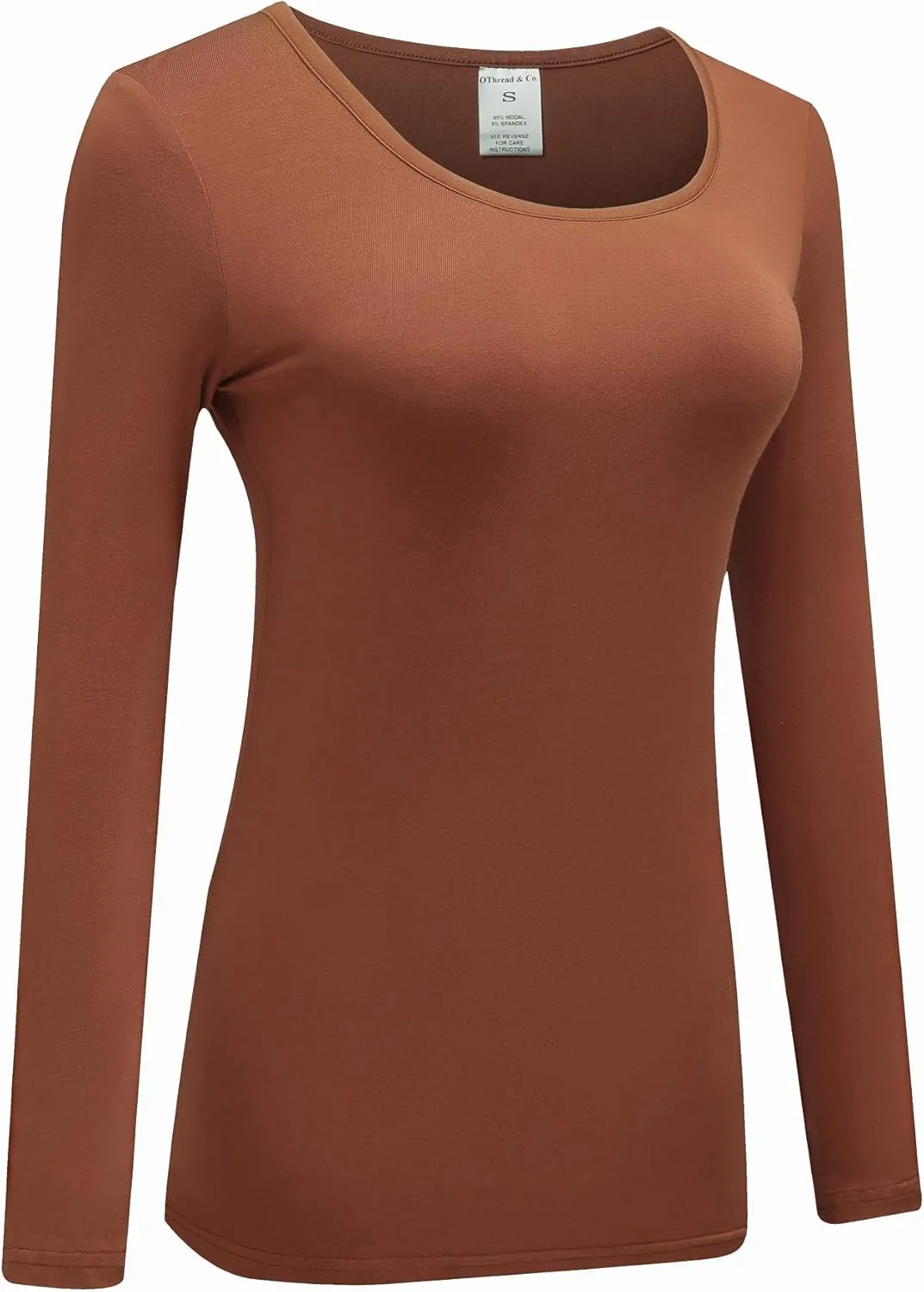 OThread & Co. Women's Long Sleeve T-Shirt Scoop Neck Basic Layer Stretchy Shirts