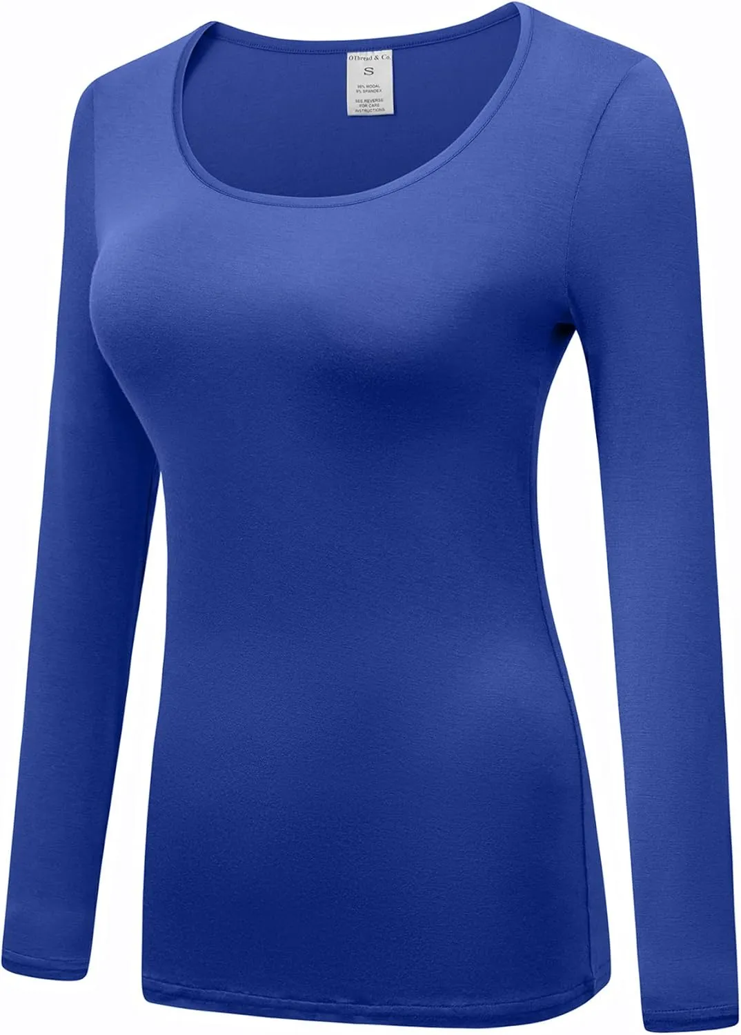 OThread & Co. Women's Long Sleeve T-Shirt Scoop Neck Basic Layer Stretchy Shirts