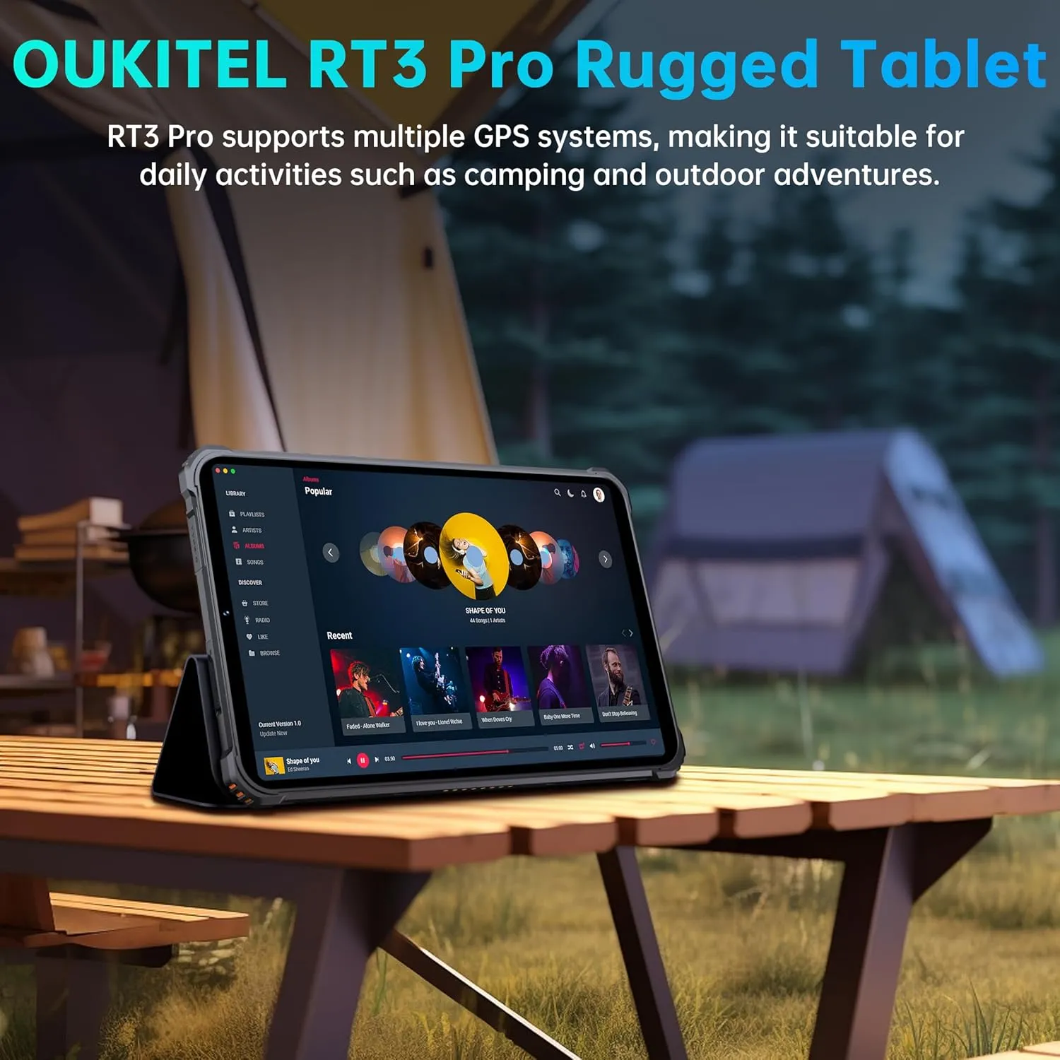 OUKITEL RT3 Pro Rugged Tablet - 16GB 128GB 1TB Expandable Industrial Android 14 Tablet, 8 Inch HD Display, 5150mAh Battery Tablets PC, 16 8MP Camera,4G Dual SIM/5G WiFi/Face ID/90dB Speaker/NFC, Black