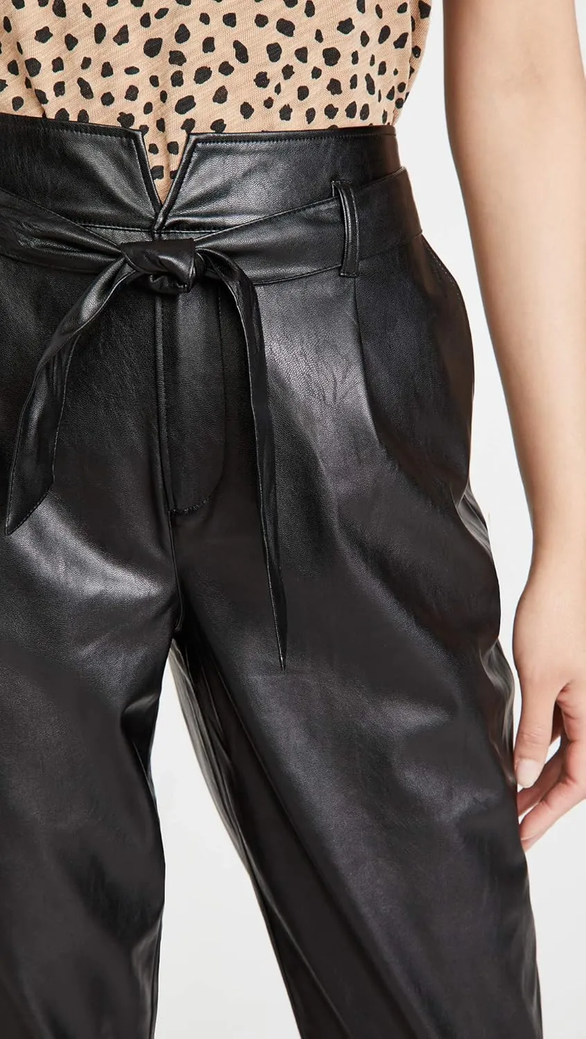 PAIGE Women's Melila Vegan Leather Paperbag Waist Pant