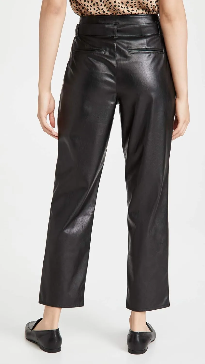 PAIGE Women's Melila Vegan Leather Paperbag Waist Pant