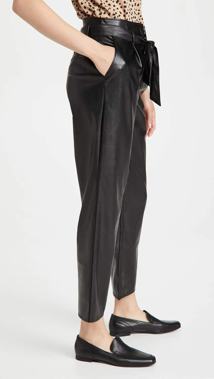 PAIGE Women's Melila Vegan Leather Paperbag Waist Pant