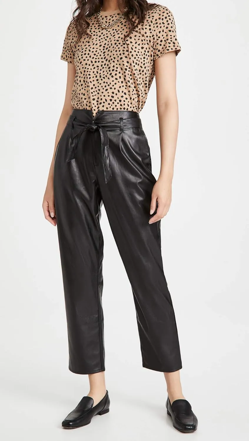 PAIGE Women's Melila Vegan Leather Paperbag Waist Pant