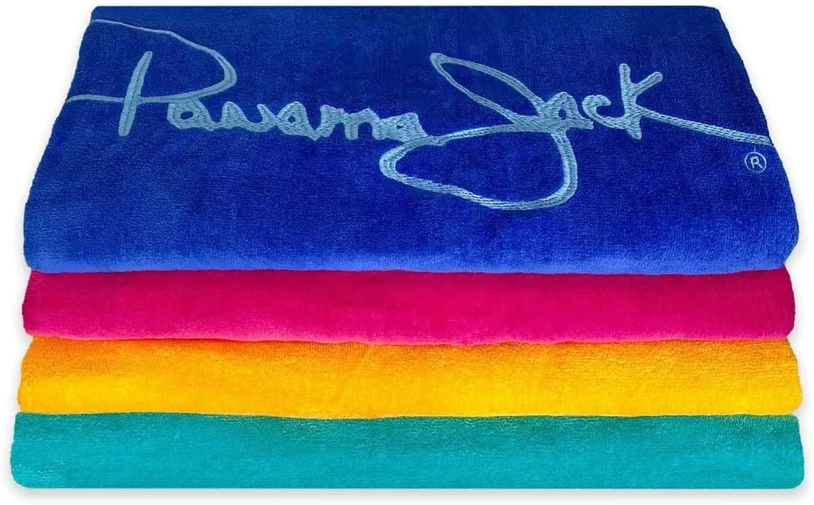 Panama Jack Embroidered Signature Velour Large Beach Towel (Fuchsia)
