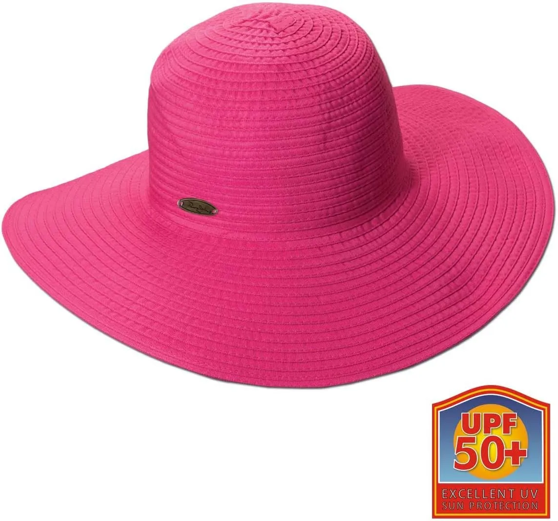 Panama Jack Women's Ribbon Floppy Packable Sun Hat, 4" Big Brim