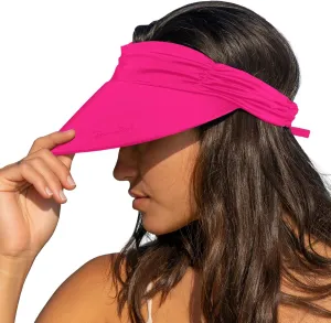 Panama Jack Women's Sun Visor Hat - Lightweight, Packable, Adjustable Tie, 4" Wide Floating Big Brim with Embroidered Logo