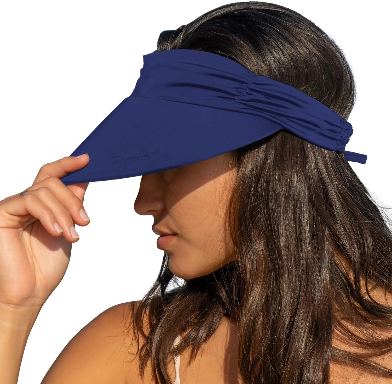 Panama Jack Women's Sun Visor Hat - Lightweight, Packable, Adjustable Tie, 4" Wide Floating Big Brim with Embroidered Logo