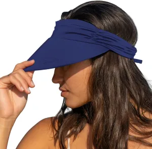 Panama Jack Women's Sun Visor Hat - Lightweight, Packable, Adjustable Tie, 4" Wide Floating Big Brim with Embroidered Logo