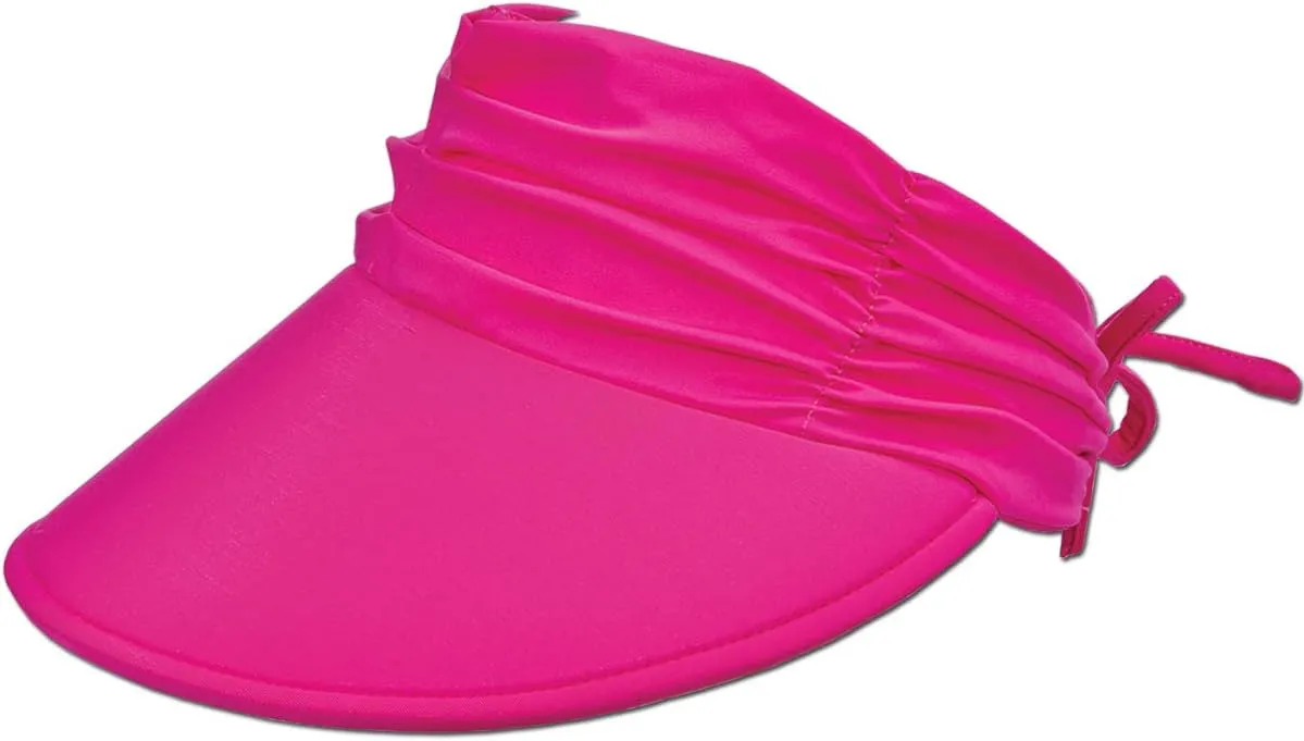 Panama Jack Women's Sun Visor Hat - Lightweight, Packable, Adjustable Tie, 4" Wide Floating Big Brim with Embroidered Logo