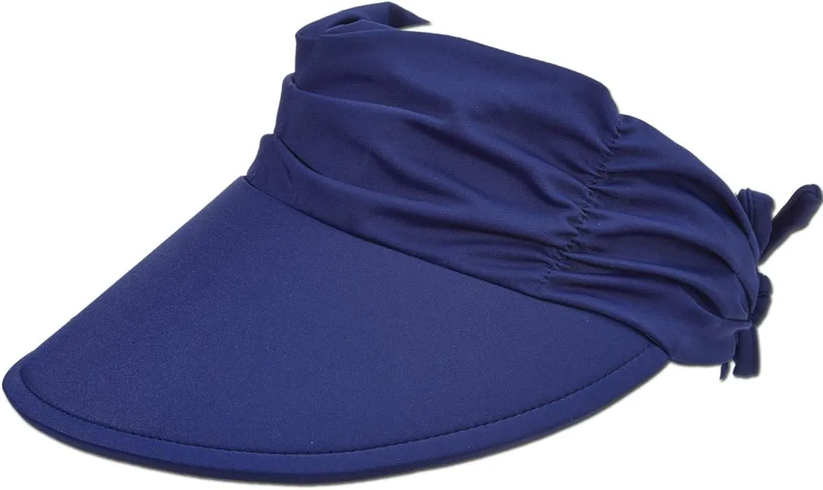 Panama Jack Women's Sun Visor Hat - Lightweight, Packable, Adjustable Tie, 4" Wide Floating Big Brim with Embroidered Logo