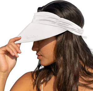 Panama Jack Women's Sun Visor Hat - Lightweight, Packable, Adjustable Tie, 4" Wide Floating Big Brim with Embroidered Logo