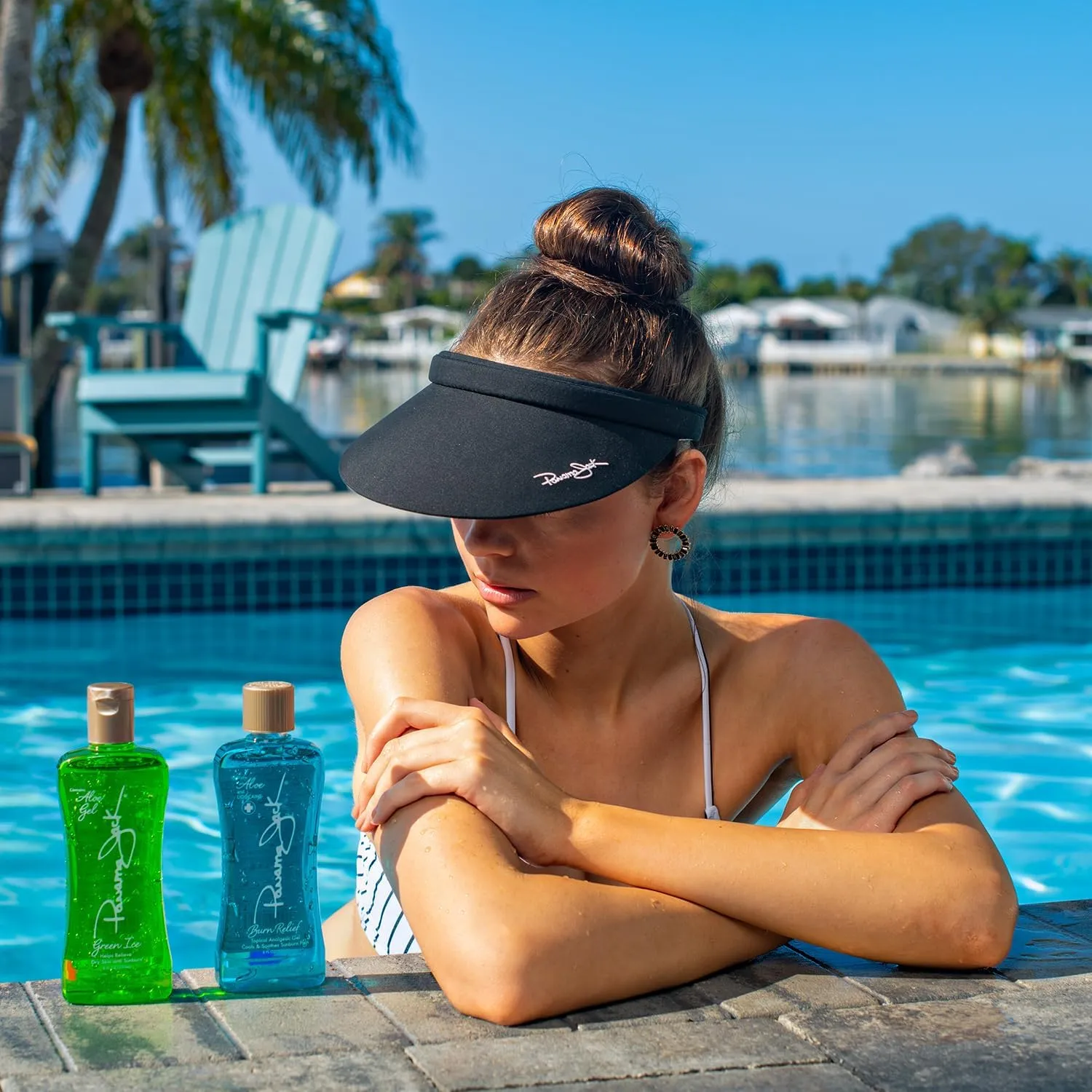 Panama Jack Women's Sun Visor - Packable Lightweight Microfiber, 4" Peak Brim Bill with Embroidered Logo