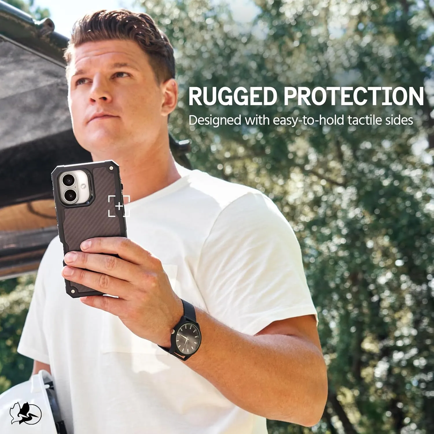 Pelican Shield iPhone 16 Case [Compatible with MagSafe] Rugged Phone Case w/ 21ft Military-Grade Drop Protection - Heavy Duty Phone Cover w/Belt Clip Holster for iPhone 16 - Carbon