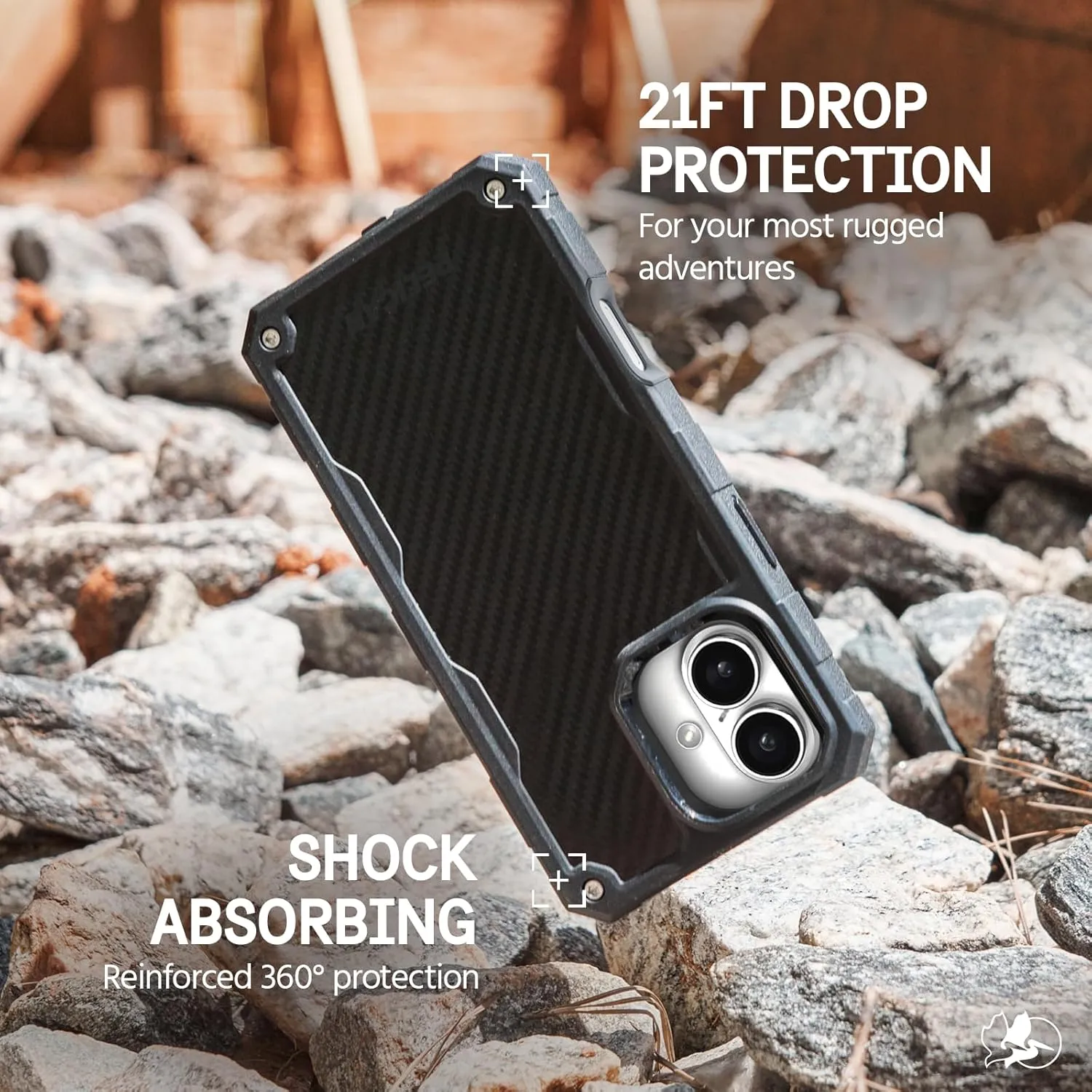 Pelican Shield iPhone 16 Case [Compatible with MagSafe] Rugged Phone Case w/ 21ft Military-Grade Drop Protection - Heavy Duty Phone Cover w/Belt Clip Holster for iPhone 16 - Carbon