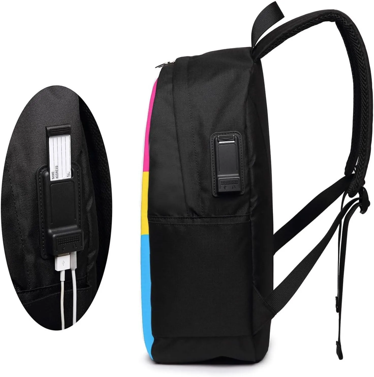 Peru Peruvian LGBT Rainbow Pride Flag Laptop Backpacks Travel Backpack Casual Business Daypack Sport Rucksack Computer Bag Fits up to 17 Inch Notebook with USB Port