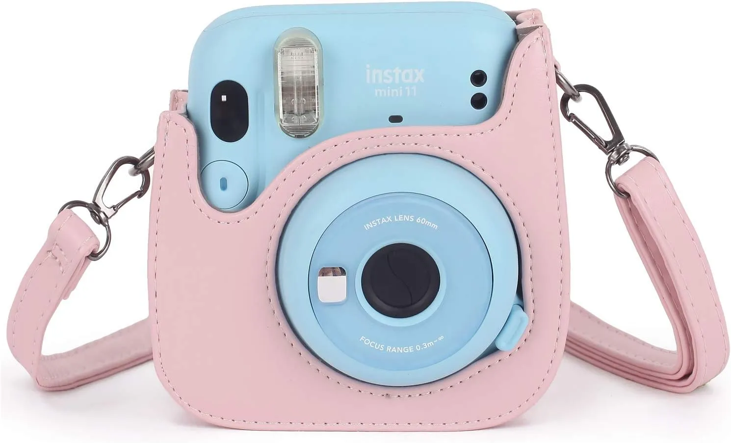 Phetium Instant Camera Case Compatible with Instax Mini 11/12,PU Leather Bag with Pocket and Adjustable Shoulder Strap (Blush Pink)
