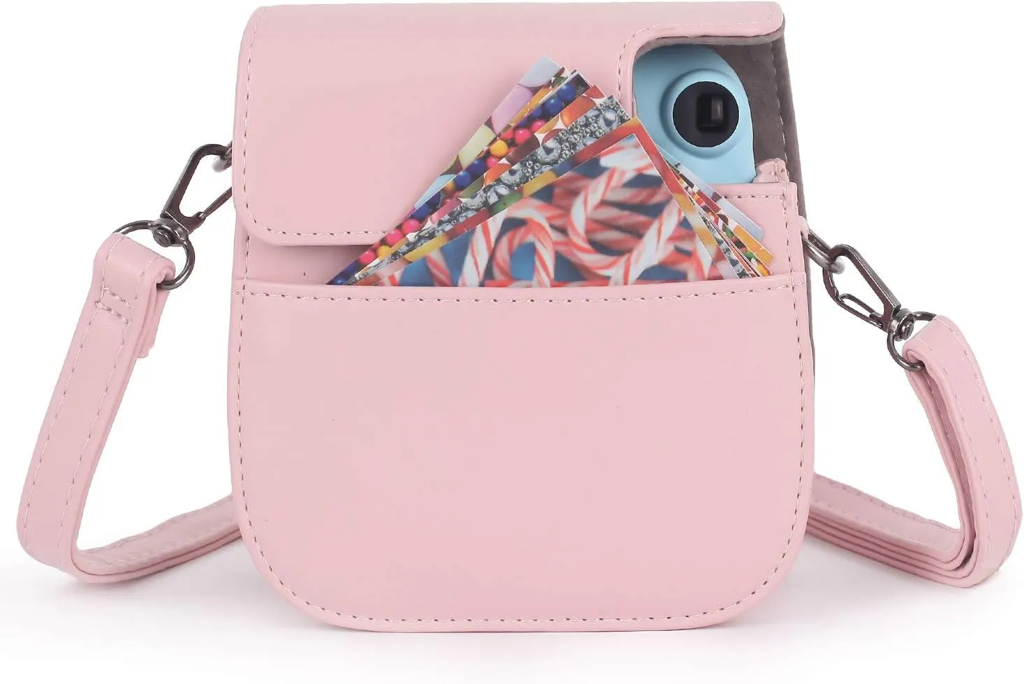 Phetium Instant Camera Case Compatible with Instax Mini 11/12,PU Leather Bag with Pocket and Adjustable Shoulder Strap (Blush Pink)