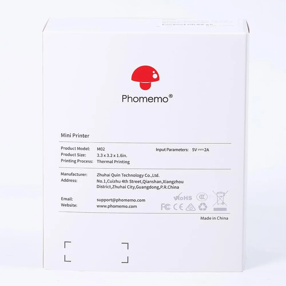Phomemo Sticker Printer- Mini Printer Sticker Maker M02, Sticker Maker Machine with 1 Rolls Paper, Print Pod Thermal Inkless Pocket for Learning Assistance, Study Notes, Photos, Work, Black